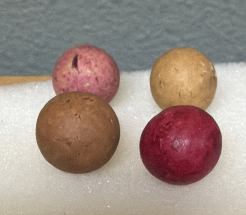 Antique Lot of 4 Clay Marbles As Is Yellow Brown Red